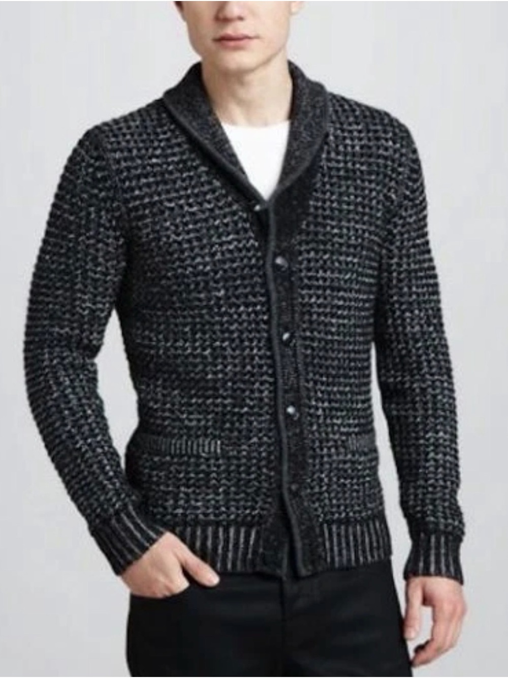 RAG & BONE NEIMAN MARCUS TARGET  WOOL COTTON TWEED SHAWL CARDIGAN SWEATER L